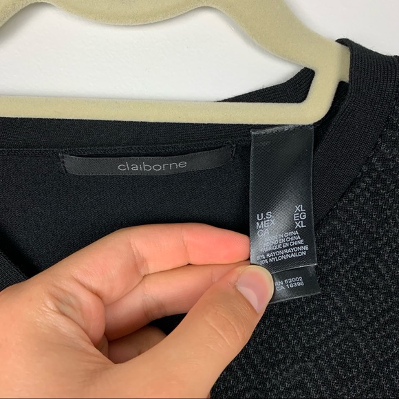 Claiborne Black Diamond V-Neck Grandpa Sweater - Picture 8 of 10